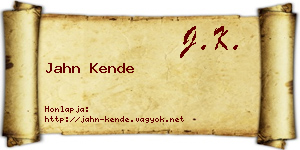Jahn Kende névjegykártya